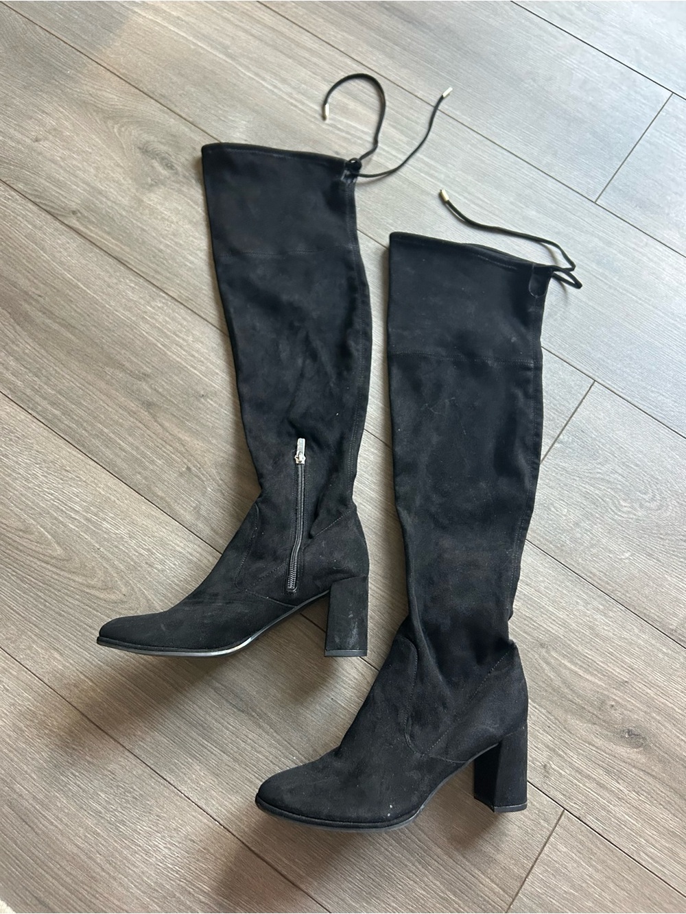 Marc Fisher Black Over-the-Knee Suede Block Heel Boots